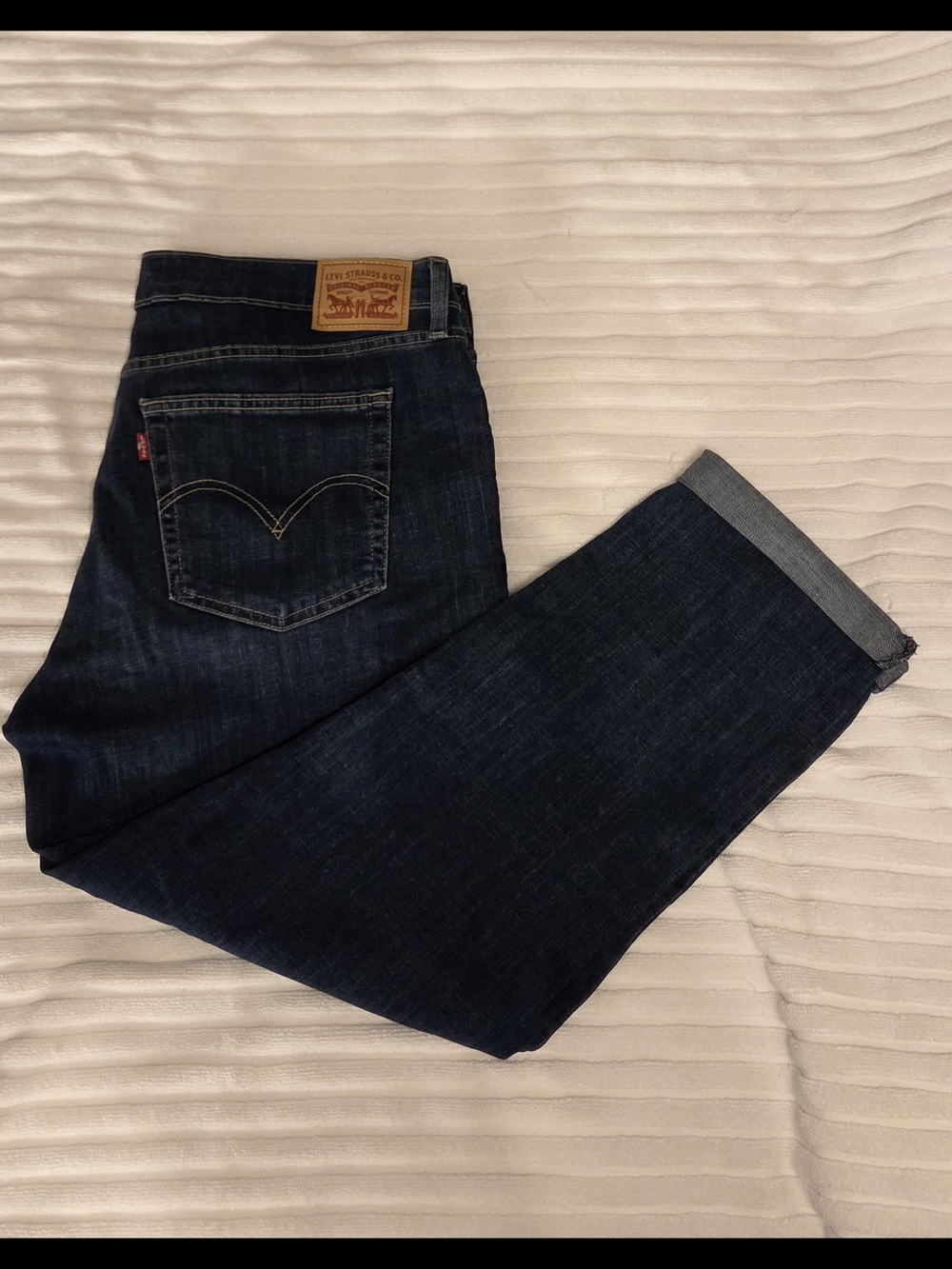 Levi's Women's Dark Blue Mid Rise Boyfriend Jeans